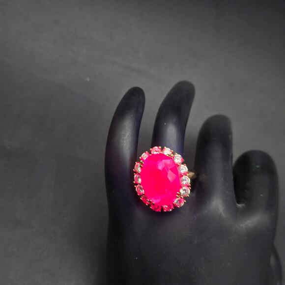 JBK Jacqueline Kennedy Ruby Ring 925 Size 8 Sterling Silver - Picture 3 of 10